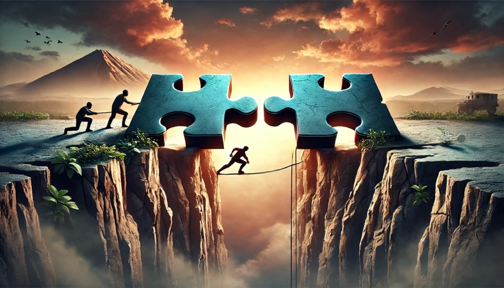 two puzzle pieces image of bridging the gap between the new agent and the real estate brokerage