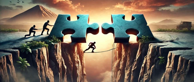 two puzzle pieces image of bridging the gap between the new agent and the real estate brokerage